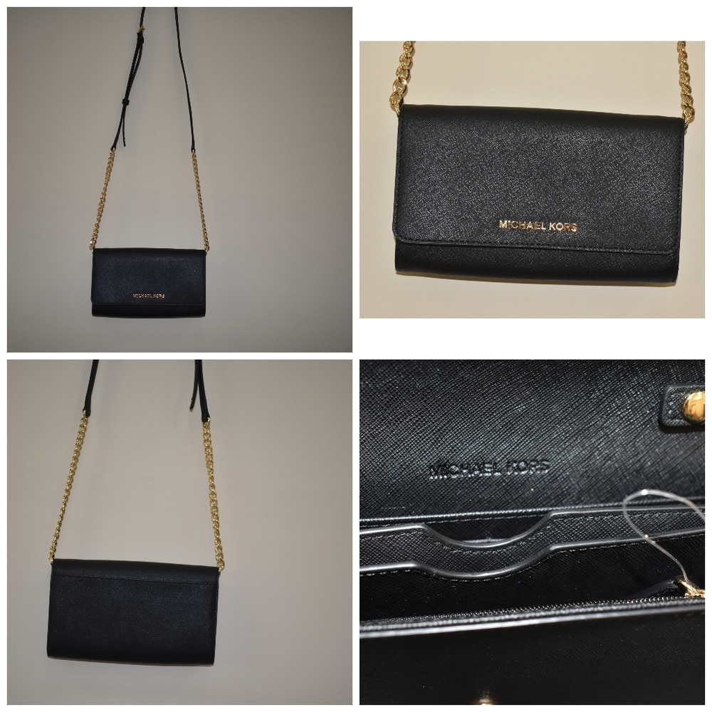 Michael Kors Black Crossbody Bag with Gold Chain